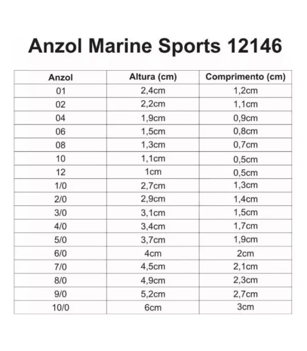 Anzol 12146 Nickel - Tamanhos 12 - 10 - 08 - 06 - 04 - 02 - 1/0 - 2/0 - 3/0 - 4/0- com 50 e 25 unidades - Marine Sports - Image 2